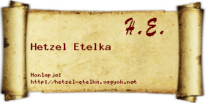 Hetzel Etelka névjegykártya
